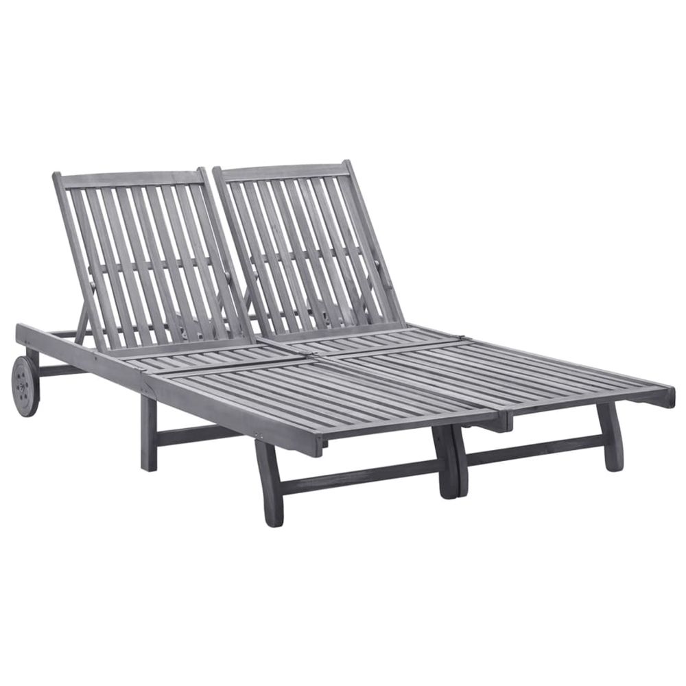 Chaise longue 2 places bois d'acacia massif bain de soleil