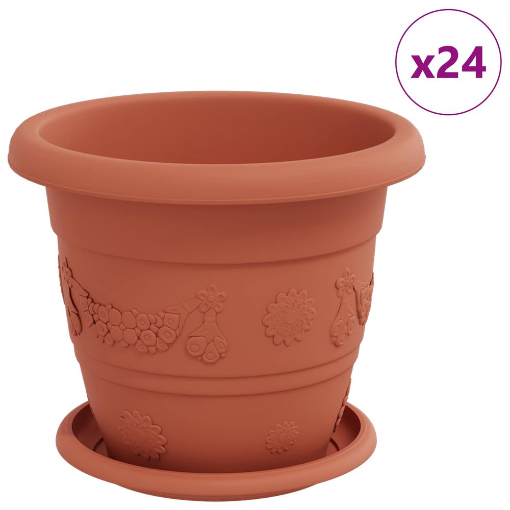 Pots de plantes 24 pc rouge brique ø 22 x 18 cm plastique