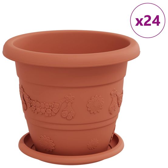 Pots de plantes 24 pc rouge brique ø 22 x 18 cm plastique