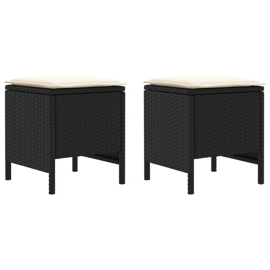 2 pc pouf de jardin rotin pe noir et crème