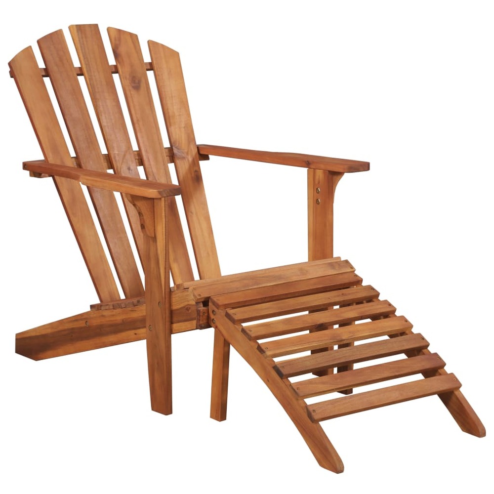Chaise de jardin adirondack et repose-pied bois d'acacia massif