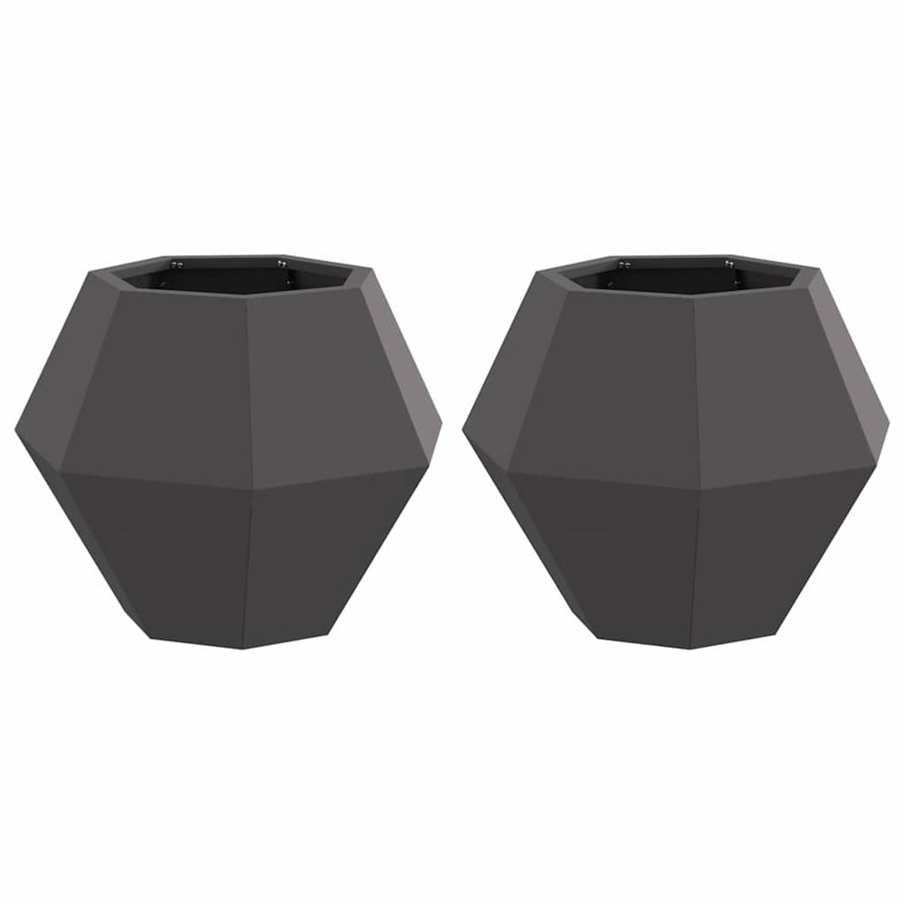 Jardinière d'extérieur 2 pc noir 50 x 50 x 40 cm acier