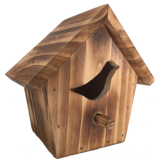 Nichoir en bois sculpté oiseaux