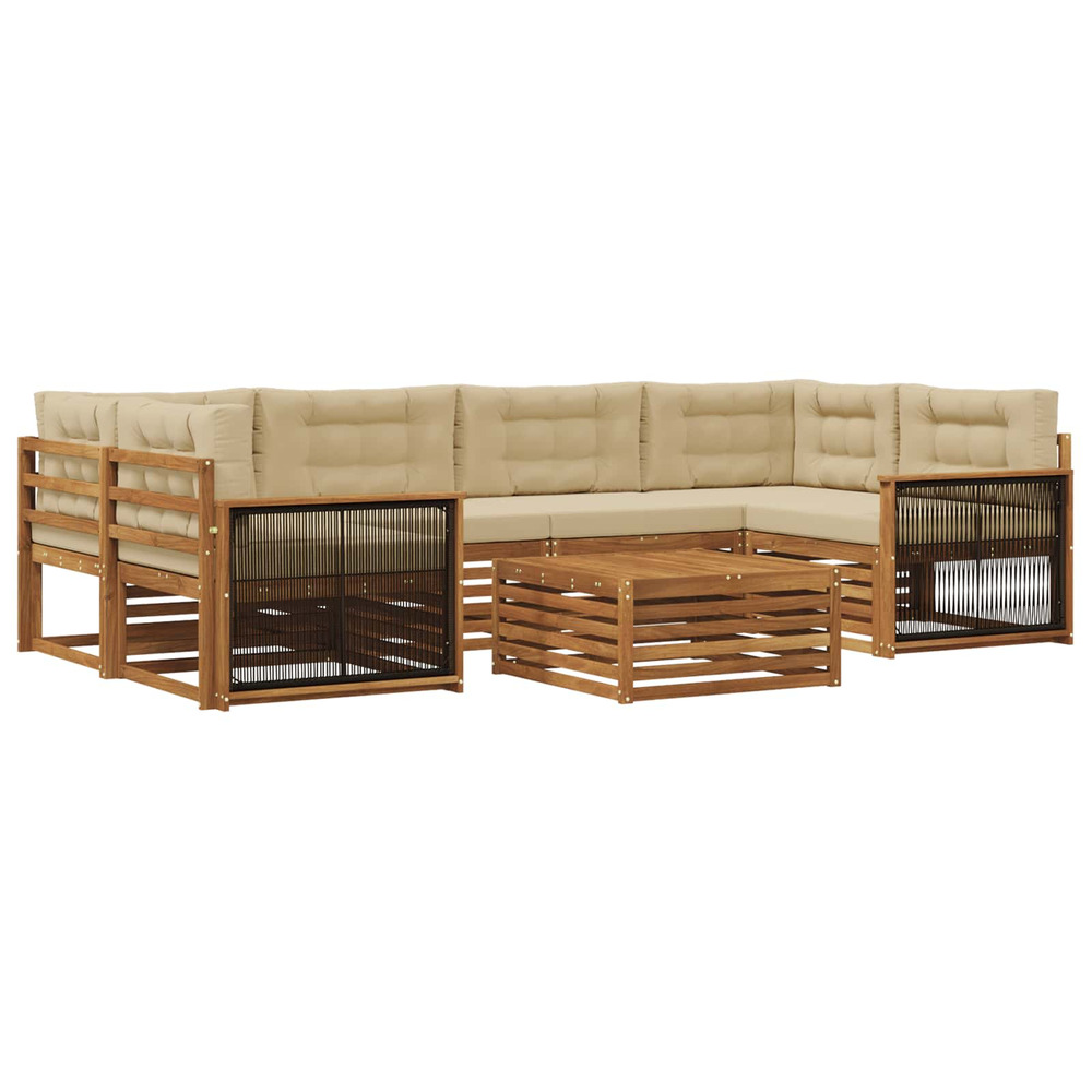 Ensemble de canapés d'extérieur 7 pcs naturel et beige