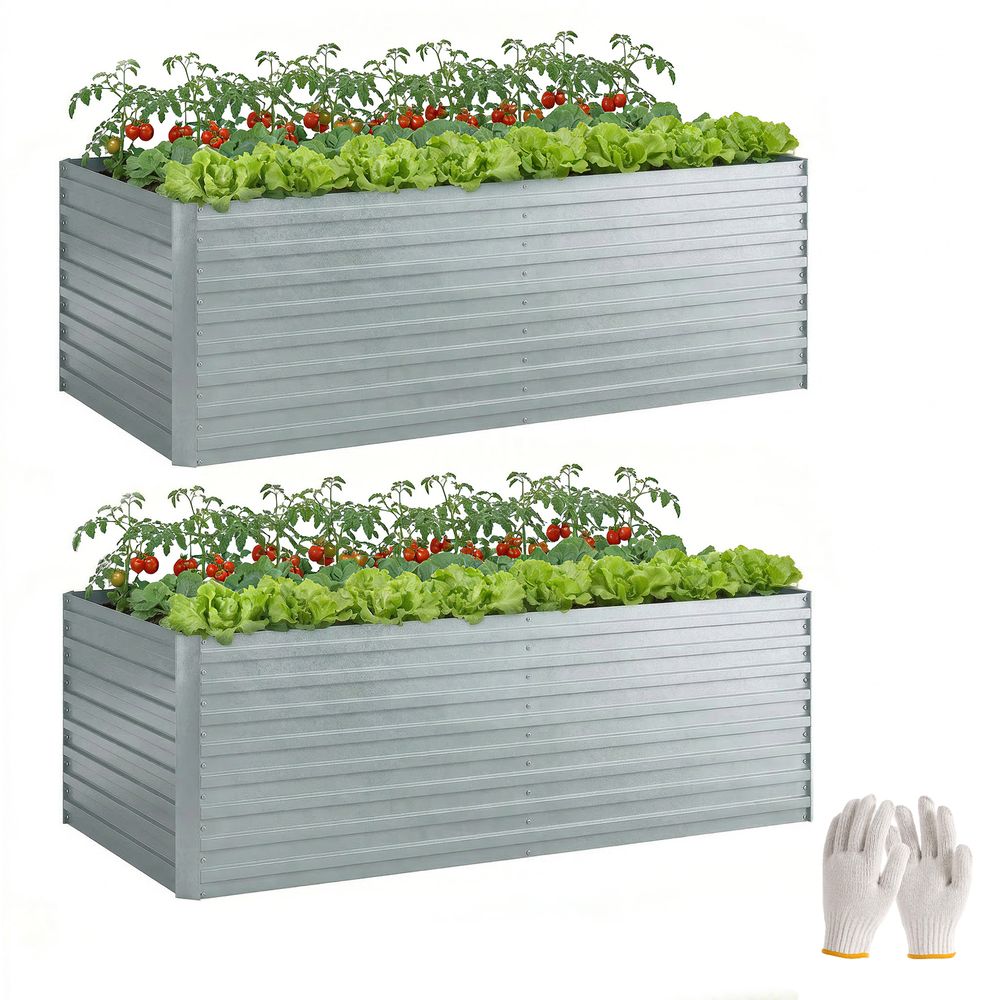 Lot de 2 carrés potagers acier galvanisé jardin bord sécurisé 180x90x60