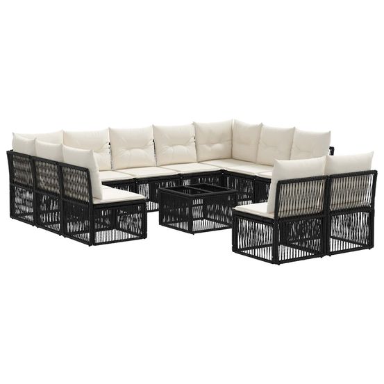 Ensemble de canapé de jardin 12 pc noir polyrotin