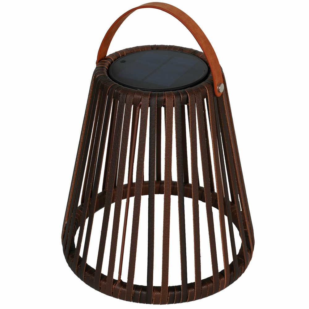 Lanterne solaire décorative evania marron poly rotin h28cm