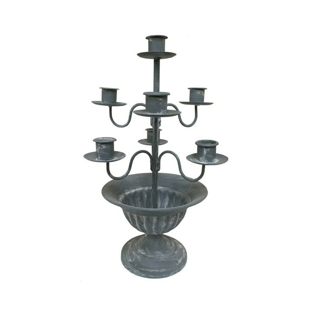 Bougeoir 7 branches en métal gris ø.21 x 32 cm