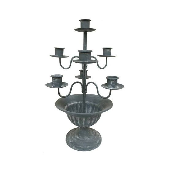 Bougeoir 7 branches en métal gris ø.21 x 32 cm