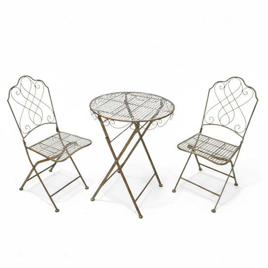 Ensemble table et 2 chaises pliantes fer 36x50x90cm