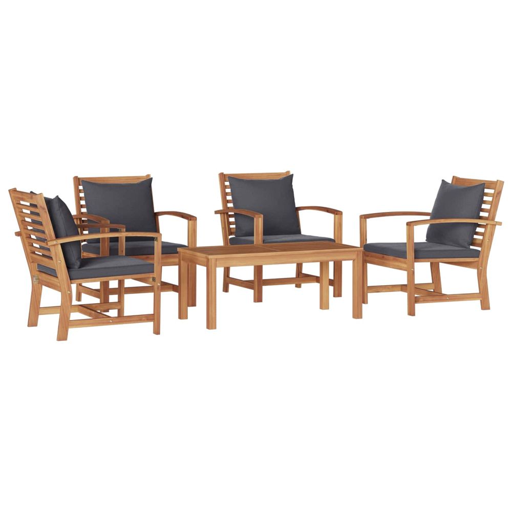 Ensemble de canapé de jardin 5 pc naturel bois de teck massif