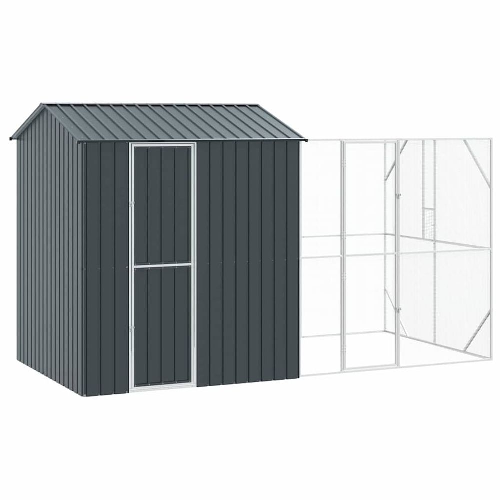 Cage pour oiseaux anthracite 418 x 210 x 247 cm acier galvanisé