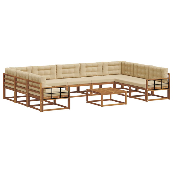 Ensemble de canapés d'extérieur 10 pcs naturel et beige