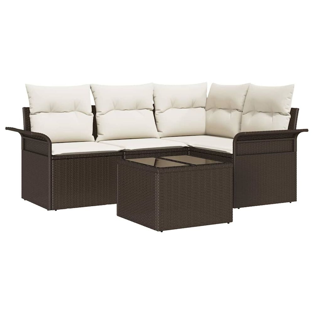 Ensemble de canapé de jardin 5 pc marron polyrotin