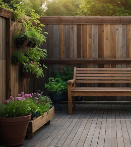 Terrasse parfaitement aménagée dans un jardin extérieur