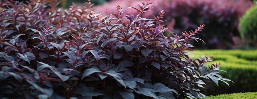 arbutes à fleurs violette dans un jardin verdoyant