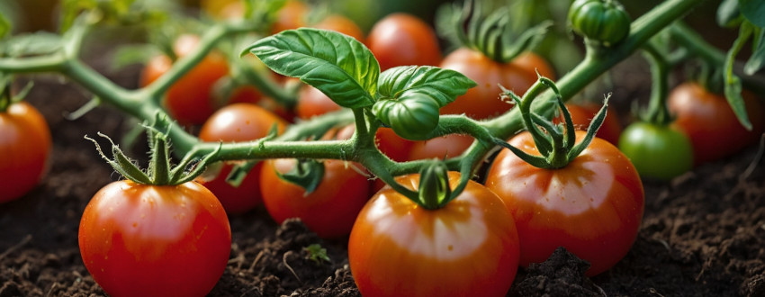 Branche portant une multitude de tomate et poser sur de la terre