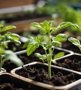Semis de tomate placé dans des contenants individuel