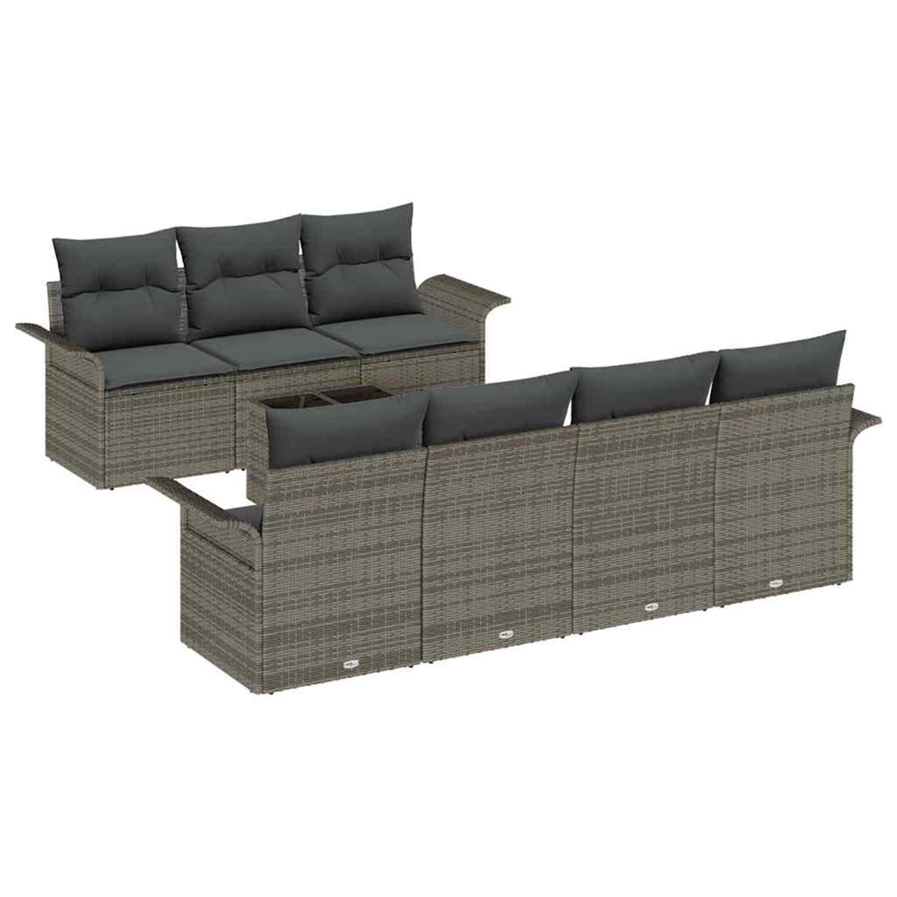 Ensemble de canapé de jardin avec coussin 8 pcs gris polyrotin