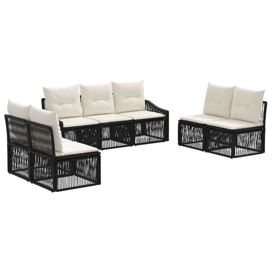 Ensemble de canapé de jardin 7 pc noir polyrotin