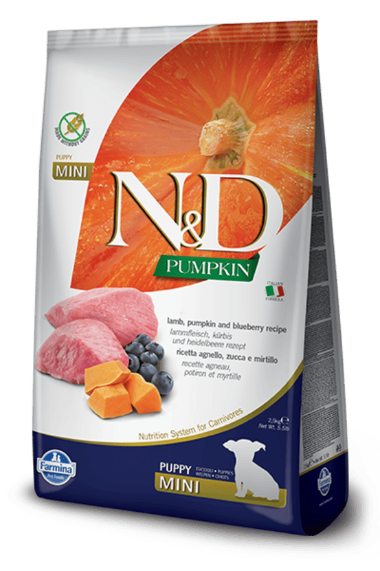 Croquettes n&d potiron agneau & myrtille chiot mini 7 kg