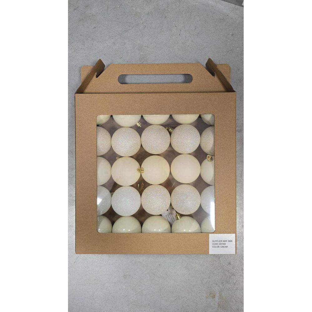 Lot de 25 boules de noël jokli en plastique écru d. 60 mm