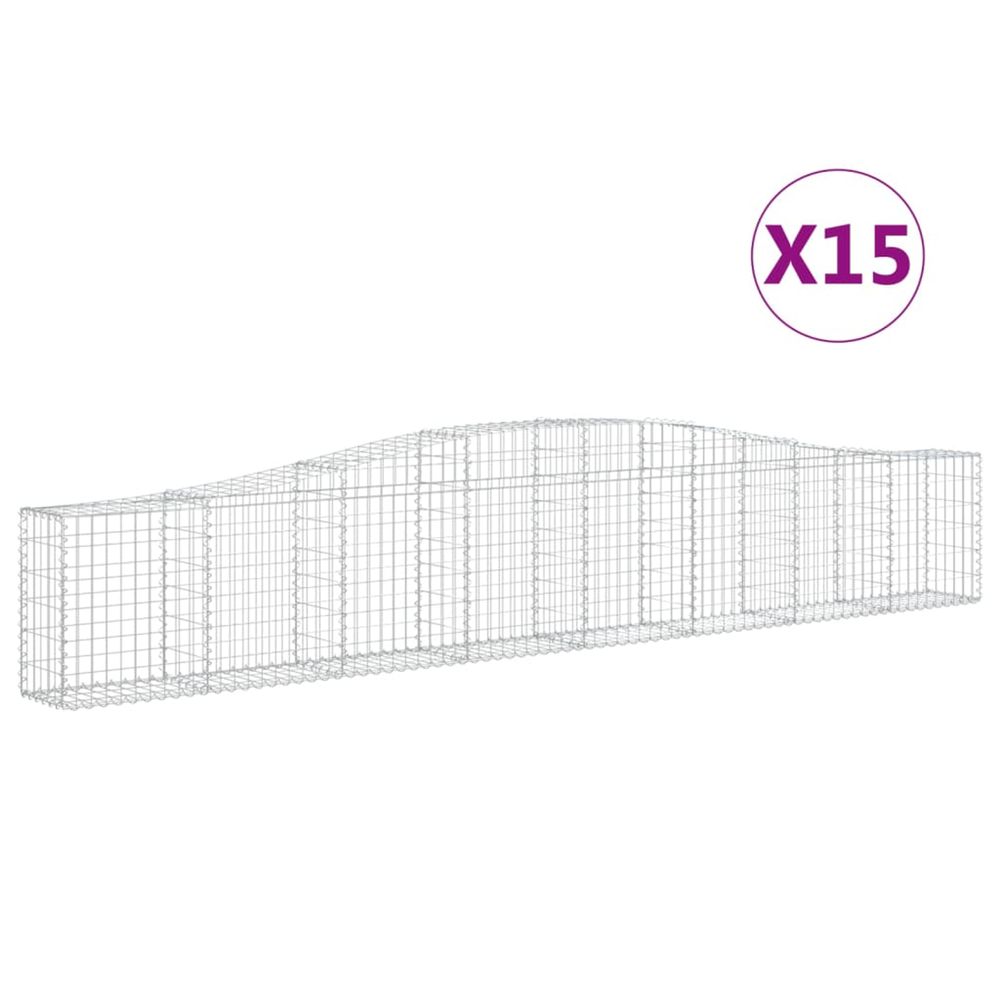 Paniers à gabions arqués 15 pcs 400x30x60/80 cm fer galvanisé