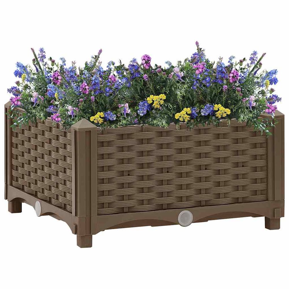 Carré potager en polypropylène pour jardin balcon terrasse brun 40x40x23cm