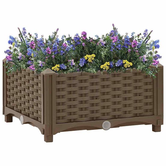 Carré potager en polypropylène pour jardin balcon terrasse brun 40x40x23cm