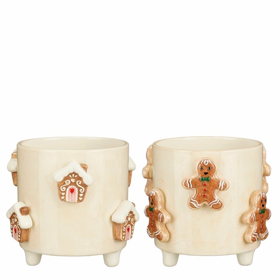 Mica decorations cache-pot - assorti - h15 x ø17 - blanc cassé