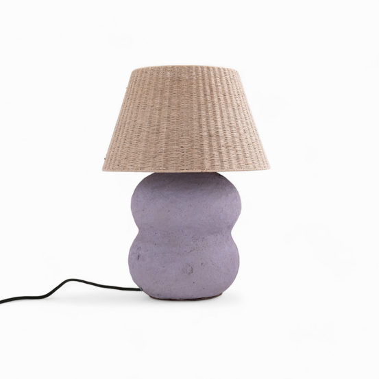 Ida-lampe à poser en jute et papier mauve