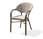 Ushuaia  - fauteuil de jardin empilable en aluminium marron et textilène beige
