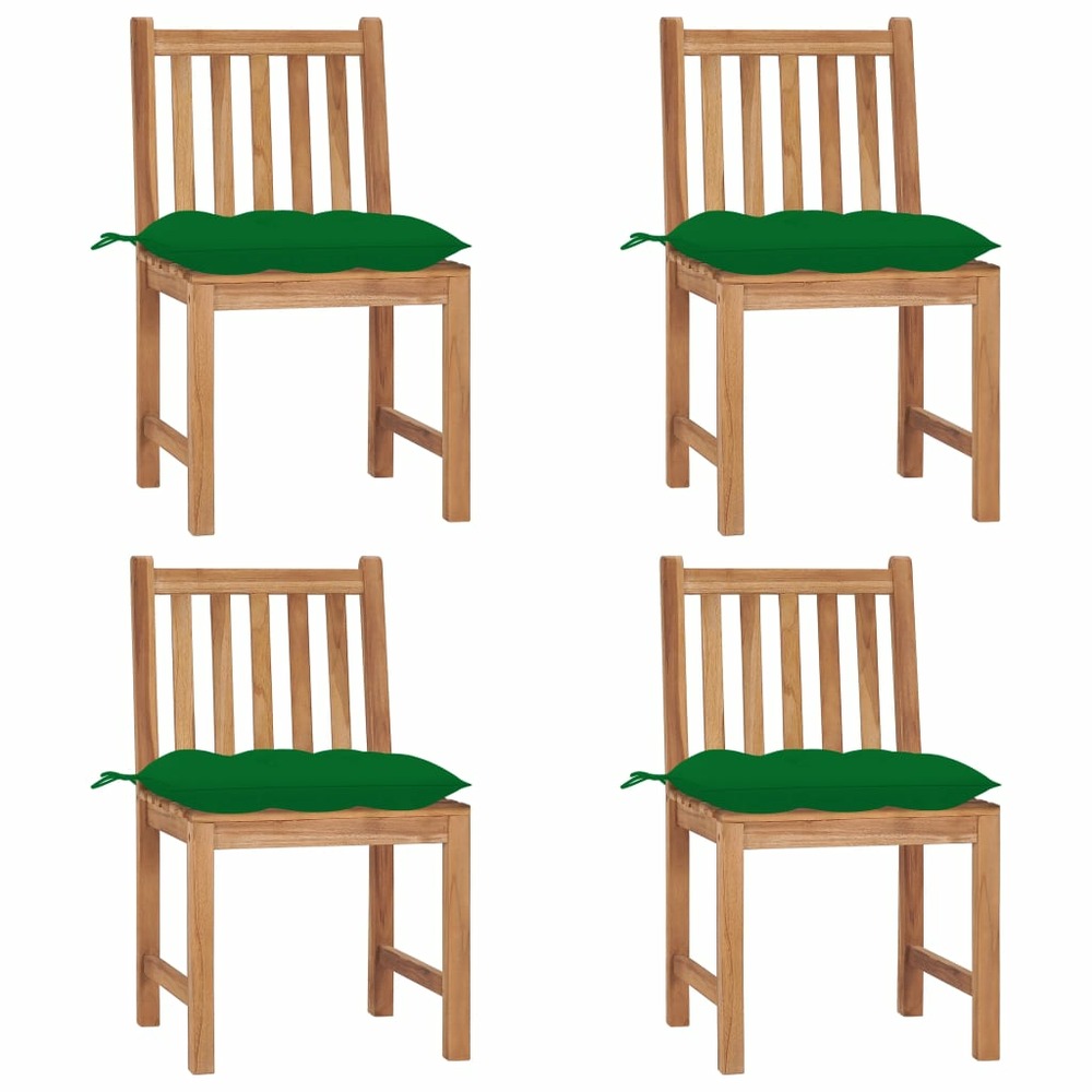 Chaises de jardin lot de 4 avec coussins bois de teck massif