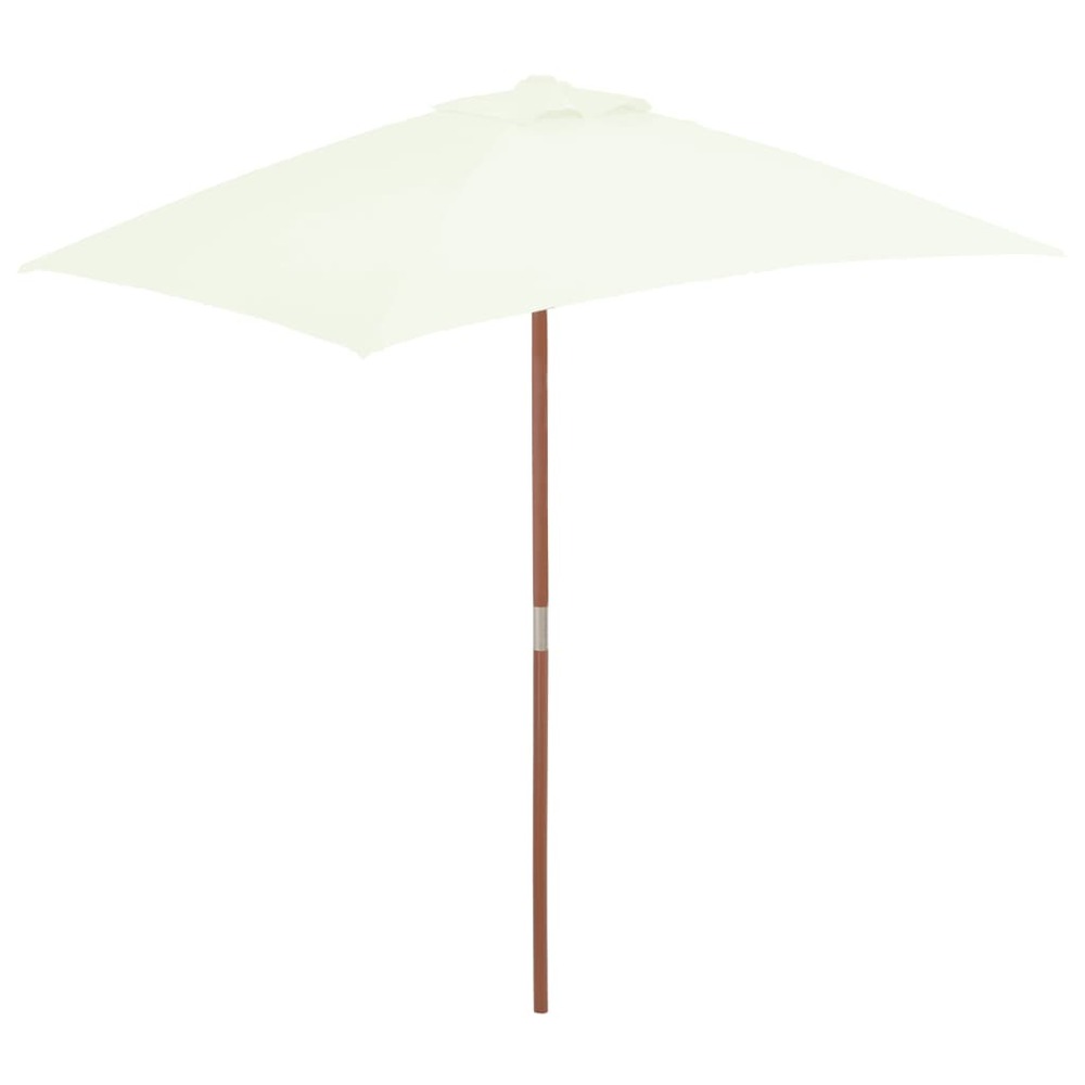 Parasol avec mât en bois 150 x 200 cm sable