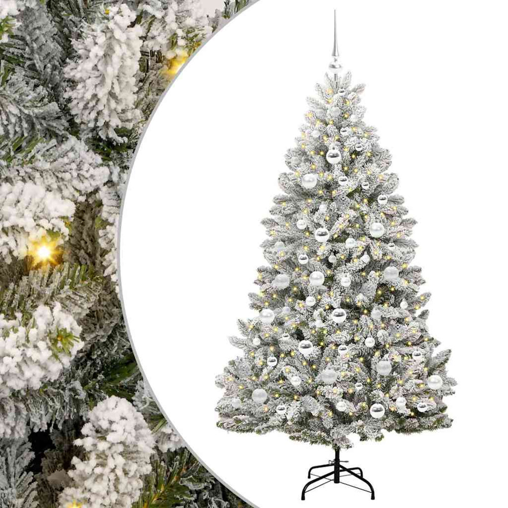 Sapin de noël artificiel vert et blanc 180 cm pvc et métal