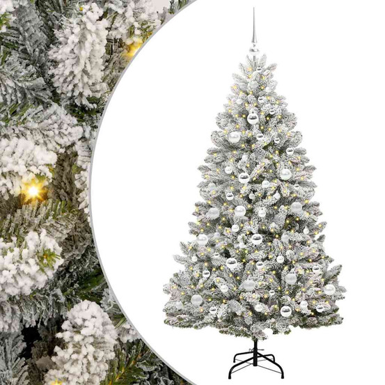 Sapin de noël artificiel vert et blanc 180 cm pvc et métal