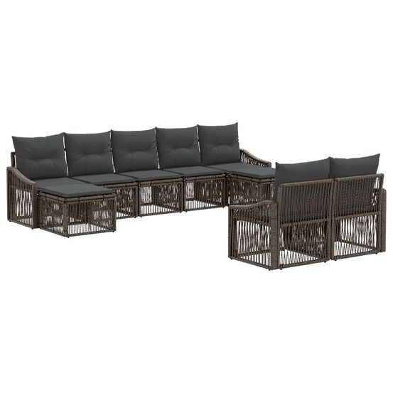Ensemble de canapé de jardin 9 pc gris polyrotin