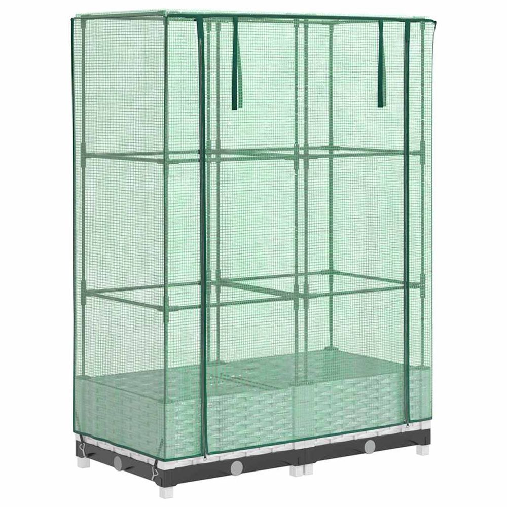 Jardinière d'extérieur surélevée avec housse aspect rotin 80x40x123 cm