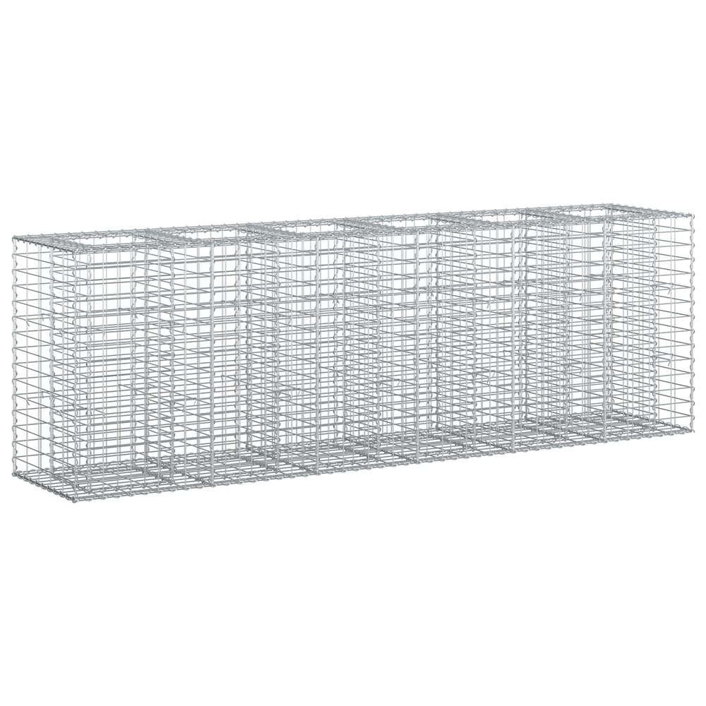 Lit surélevé gabion 2 pcs argenté 250 x 50 x 80 cm