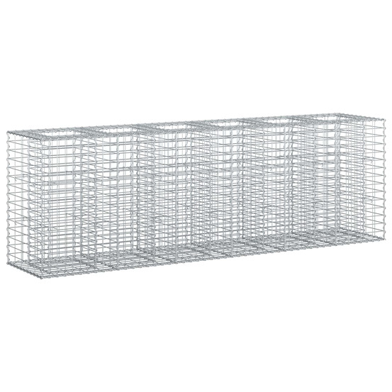 Lit surélevé gabion 2 pcs argenté 250 x 50 x 80 cm