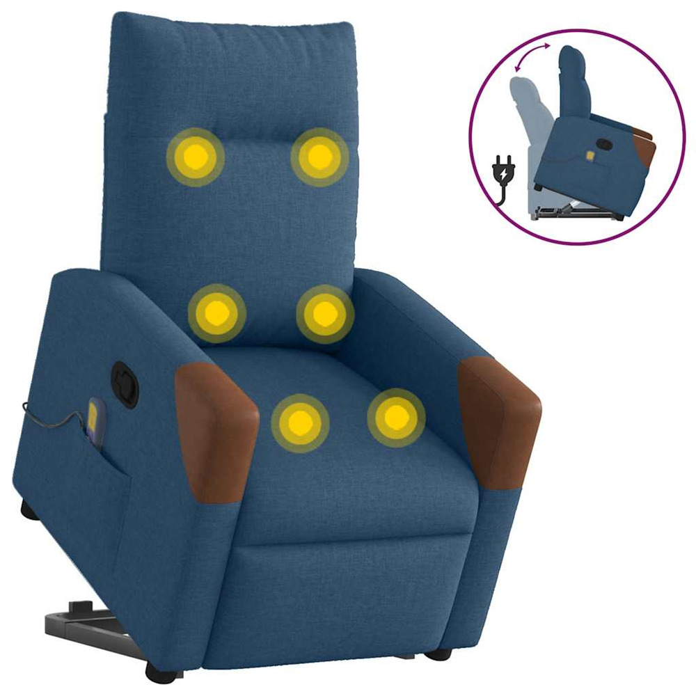 Fauteuil de massage inclinable bleu tissu