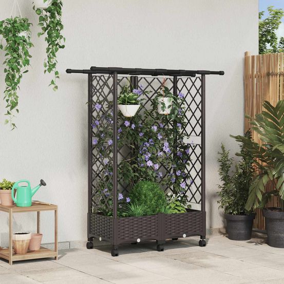 Jardinière surélevée pp balcon treillis et toit marron 124cm