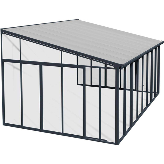 Véranda en aluminium gris et polycarbonate sanremo 16.5m²