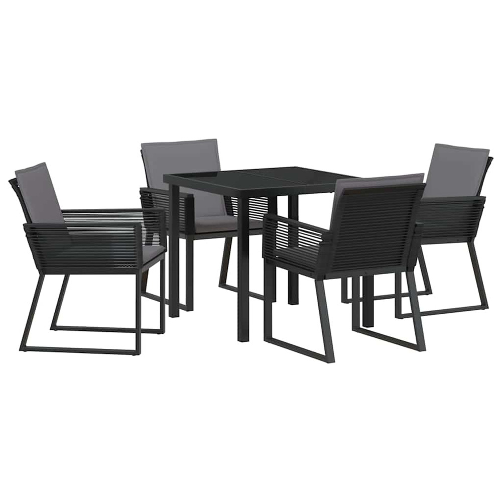 Ensemble de salle à manger pour jardin 5 pcs noir