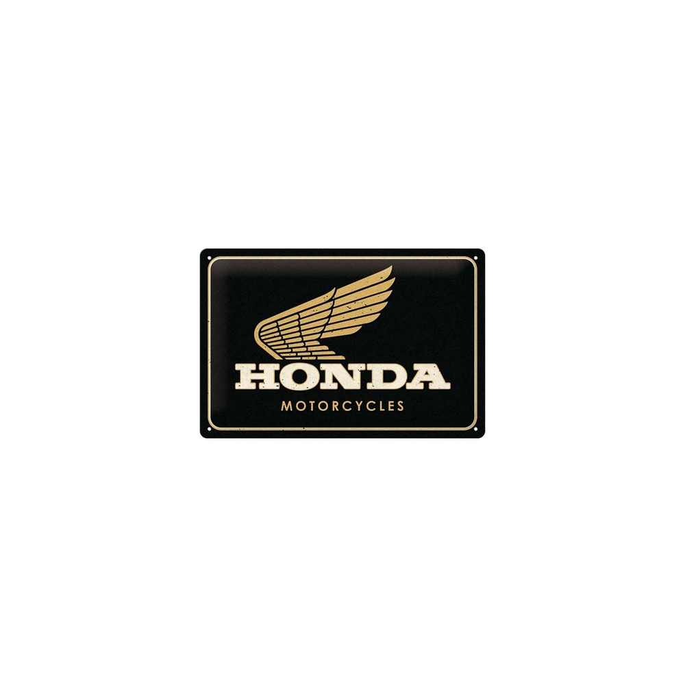 Plaque décorative en métal en relief 30 x 20 cm honda mc - motorcycles gold