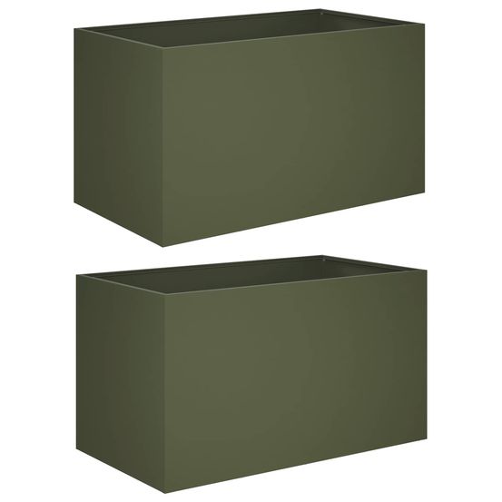 Cache-pot de jardin 2 pc vert olive 80 x 50 x 50 cm