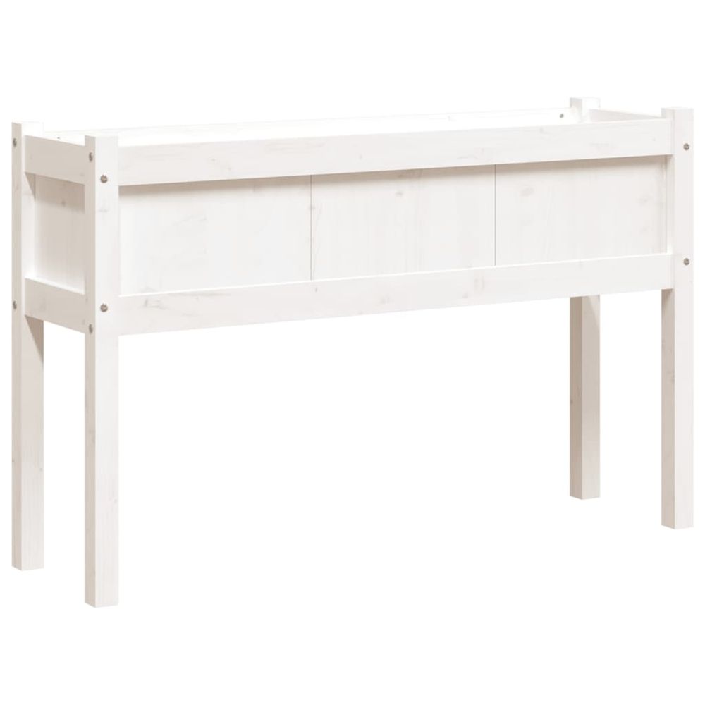 Jardinière d'extérieurs avec pieds blanc 110x31x70 cm bois de pin massif