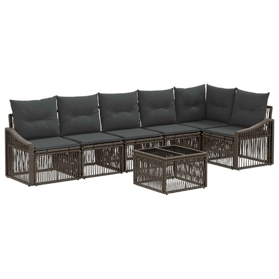 Ensemble de canapé de jardin 7 pc gris polyrotin