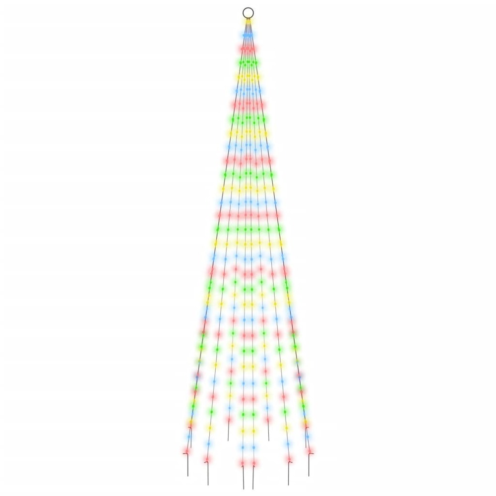 Sapin de noël sur mât de drapeau 310 led colorées 300 cm
