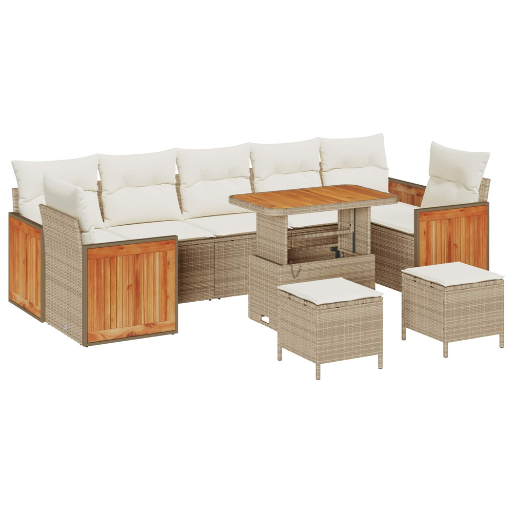 Ensemble de canapé de jardin avec coussin 10 pcs beige et crème